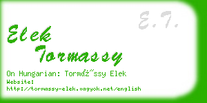 elek tormassy business card